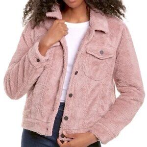 BLANKNYC Cozy Teddy Trucker Jacket in Mauve